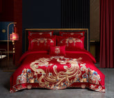 Luxury Embroidery Dragon&Phoenix Wedding Duvet Cover Set | Yedwo